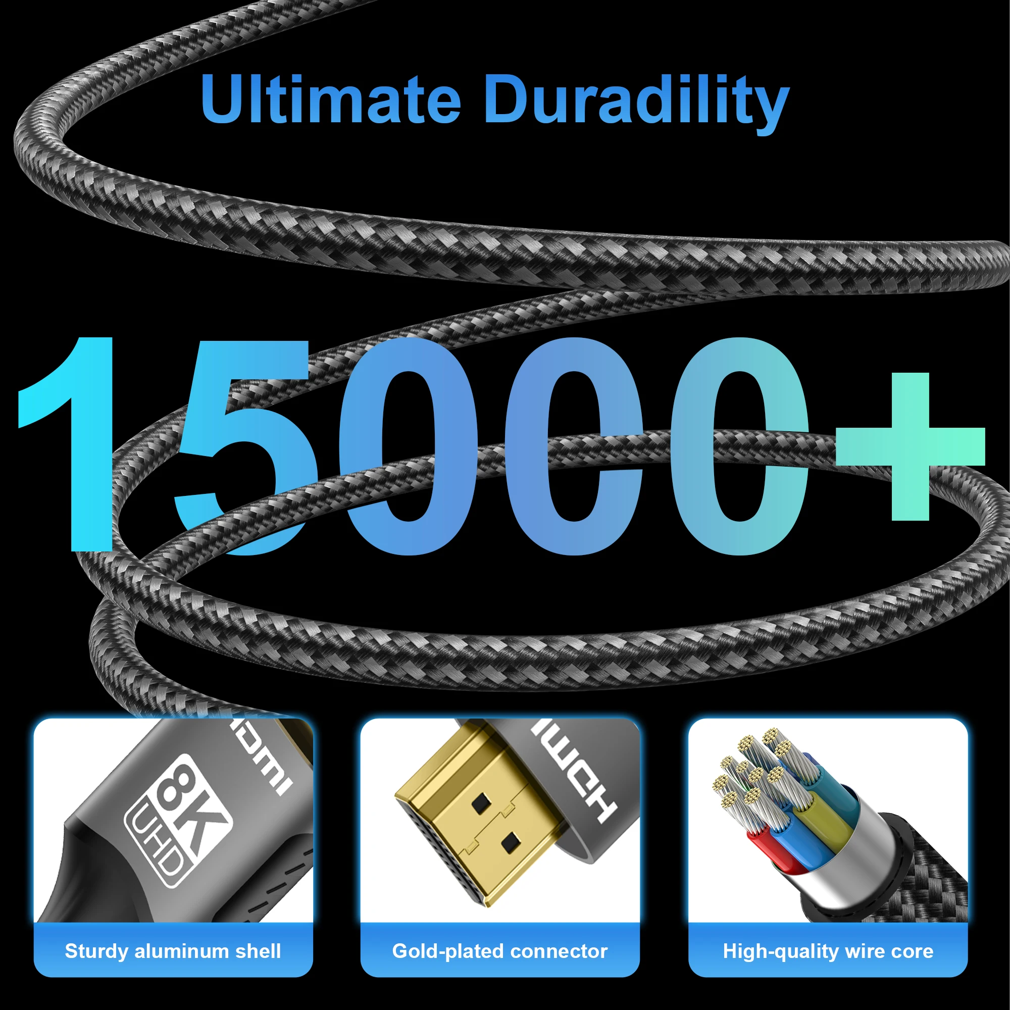 HDMI 2.1 Kabel 8K 60 Hz / 4K 120 Hz, 48 Gbit/s, ARC, HDR – Bild 3