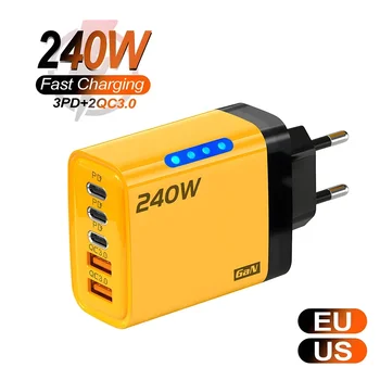 5 Ports USB C PD Ladegerät Quick Charge 3.0 Typ C USB Telefon Ladegeräte Schnellladeadapter für iPhone 16 15