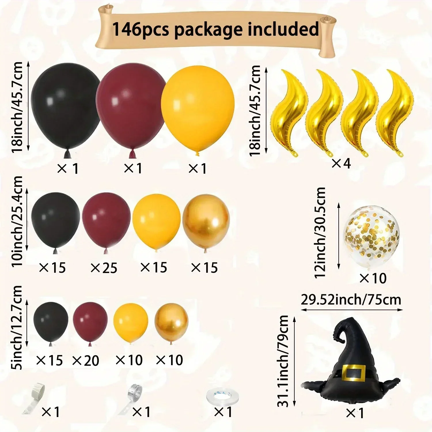 School of Magic Ballonkranz-Bogen-Set, 146 Stück – Bild 3