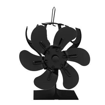 Wärmebetriebener Ofenventilator, umweltfreundlich, schwarz, 6 Flügel, Holzbrenner, Kaminventilator, effiziente