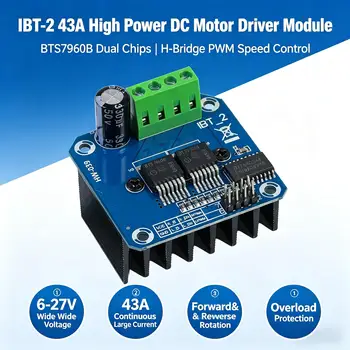 BTS7960 Hochleistungs-Intelligentes Fahrzeugmotor-Antriebsmodul BTS7960 43A Strombegrenzungssteuerung