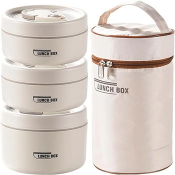 Tragbares, isoliertes Lunchbehälter-Set für Lebensmittel mit Thermo-Lunchbox, 3 separate stapelbare