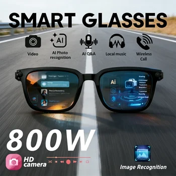 Smarte KI-Brille mit 800W Aufnahmekamera, HD-Foto- und Videoaufnahme, Sprachanruf, Übersetzung, Wasserdicht