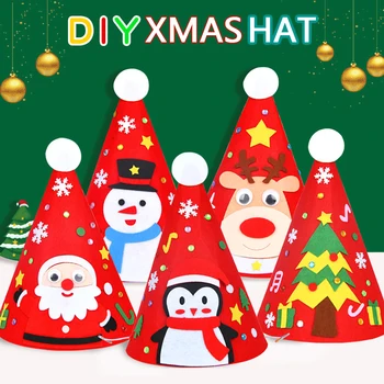 Weihnachten Weihnachtsmann Hüte handgemachte DIY Muster Weihnachtsmütze kreative Kinder Weihnachtsgeschenk