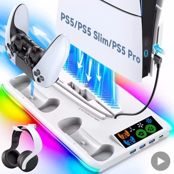 Spiel Stehen Für Sony PS5 Konsole Playstation Spielen Stationen PS5 Slim Pro Unterstützung Basis Halter Kühler
