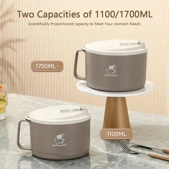 304 Edelstahl Ramen-Schüssel Große Kapazität Auslaufsicher Wärmeisolierte Suppenbecher Tragbare 1100/1700ml