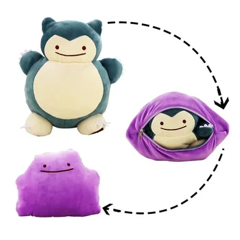 20 cm Pokemon Anime Puppen Reversible Kissen Ditto Verwandeln Snorlax Plüsch Spielzeug Kissen Puppe Für Kinder