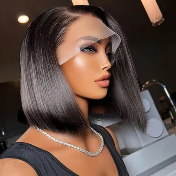 4x4 13x4 Lace Front Echthaar-Perücken, Günstige Kurze Bob-Perücke, Brasilianische Vorgezupfte Lace Frontal