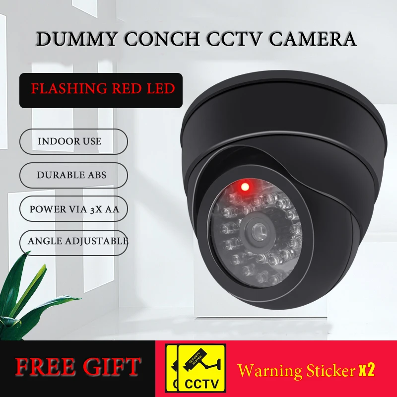 Neue rote blinkende LED-Licht schwarz/weiß Dummy Conch Kamera – Bild 2