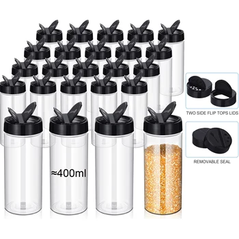 400 ml transparente Gewürzdosen aus Kunststoff mit Streudeckel, Gewürzbehälter für Küche und Grill