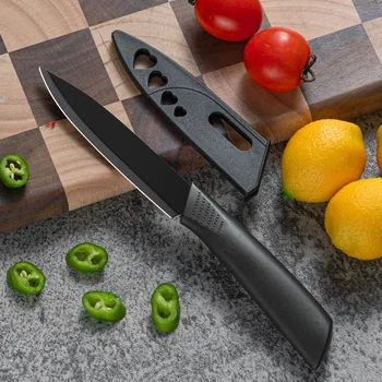 Küchenmesser 1/3/6 Küchenmesser-Set 4-Zoll-Obstmesser aus Edelstahl mit Scheide Schwarzes Messer mit festem