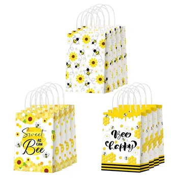 Honigbienen-Geschenktüten mit Griffen, Bienenpapier, Süßigkeiten-Goodie-Beutel für Partygeschenke