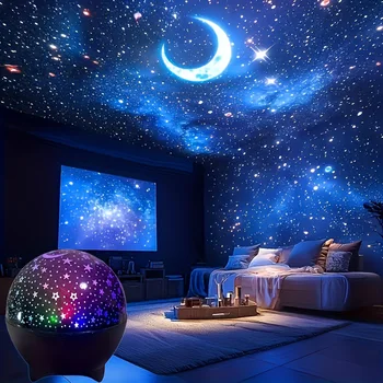 LED-Nachtlichter, Sternenhimmel, Mondprojektor, Licht, USB-Stecker, 7 Modi, buntes Blitzlicht