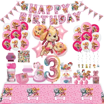 Paw Patrol Rosa Geburtstag Skye Thema Party Dekorationen Geschirr Set Pappteller Tassen Servietten Für Kind