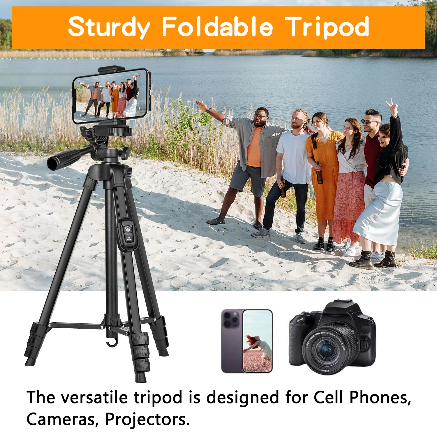 Stativ, 60-Zoll-Kamerastativ mit Reisetasche, Handy-Stativ – Bild 6