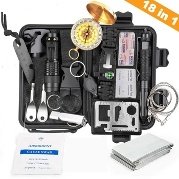 Survival Kit Set Militär Outdoor Reisen Mini Camping Werkzeuge Aid Kit Notfall Überleben Armband Pfeife Decke