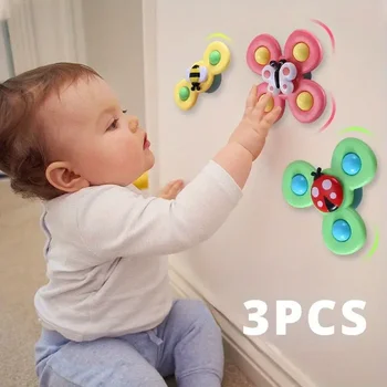 Interaktive Insektenblume für Kinder, Saugnapf oben, Spielzeug, Cartoon-Saugnapf, drehendes Babyspielzeug