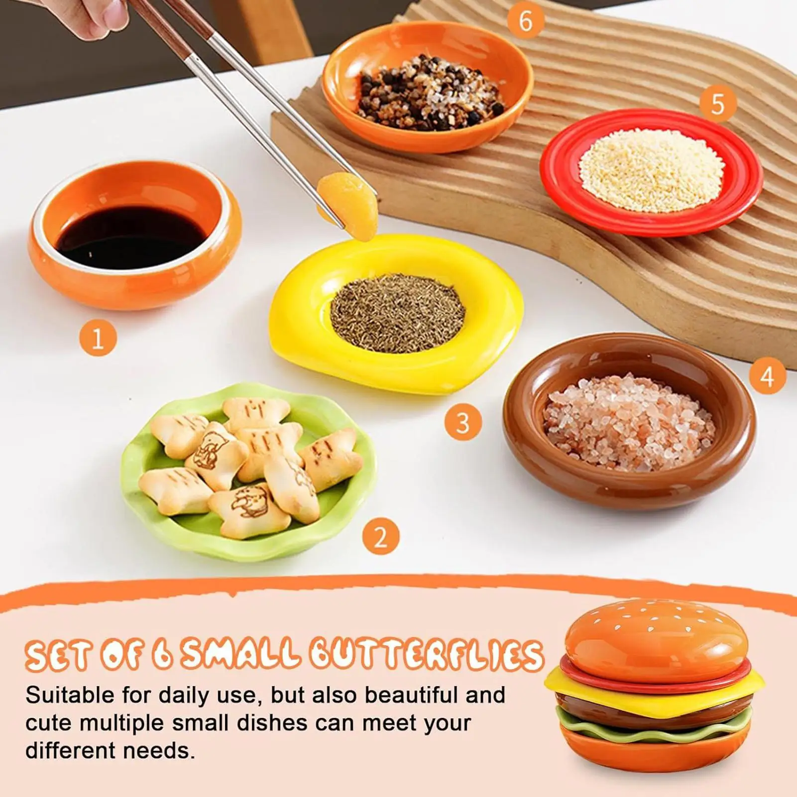 Stapelbares Hamburger-Teller-Set, 6-lagiger Burger-Teller – Bild 4