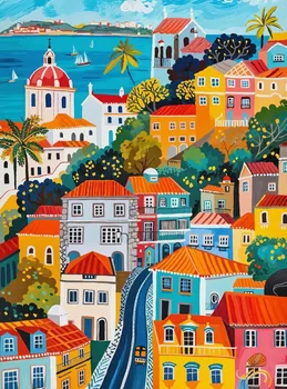 Puzzles 500/1000/1200/2000 Teile - Küstenstadt-Puzzle für Spielzimmer, Schlafzimmer, Heimdekoration