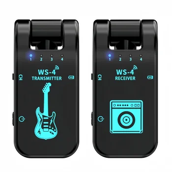 2,4G Kabelloses Gitarrensystem - Wiederaufladbarer Gitarrensender & -empfänger für E-Gitarre & Bass, Plug