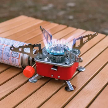 Outdoor Mini Square Tragbarer Klappgasherd Ultraleichter Camping Kassettenherd Reise Wanderausrüstung