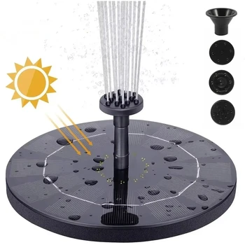 Solar-Brunnenpumpe, schwimmendes Solarpanel, Vogelbäder, Wasserbrunnen mit 4 Düsen für Garten, Outdoor