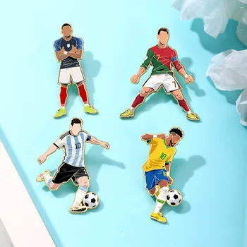 Fußball-Emaille-Pin-Set: Coole Sportler-Anstecknadeln für Rucksäcke, Party-Schmuck und Geschenke für Fans