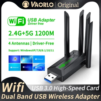 1200 Mbit/s WiFi-USB-Adapter Dualband 2,4 G + 5 GHz Wi-Fi-Dongle 4 Antenne 802.11AC USB3.0
