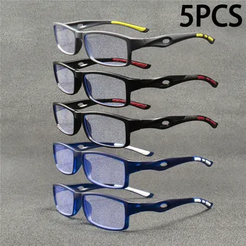 Sportliche Lesebrille ohne Sehstärke, Anti-Blaulicht, rechteckige Vollrandbrille, PC-Rahmenmaterial