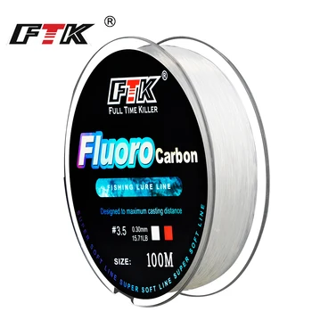 FTK 100M Fluorkohlenstoffbeschichtung Angelschnur 0,14mm-0,5mm 4,13LB-34,32LB Kohlefaser-Monofilamentschnur