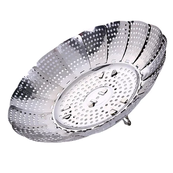 Erweiterbarer Dampfkorb, Dampfkorb für Gemüsetopf, Kochen, Dämpfen von Speisen, Edelstahl, zusammenklappbar