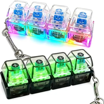 Leuchtendes Tastatur-Stressabbau-Spielzeug, Schlüsselanhänger, 4-in-1-Schlüsselanhänger mit Stressabbau