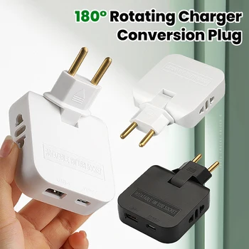 180 ° Drehbare Reise-EU-Verlängerungssteckdose, 3-in-1-Universal-Stromrichter, europäischer Standard