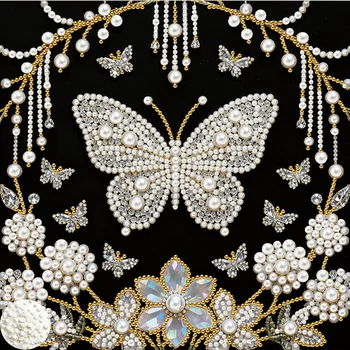 Perlenmalerei, Schmetterling, Blume, Muster, Diamantmalerei-Set, 5D DIY perlenförmige Diamant-Teilmalerei