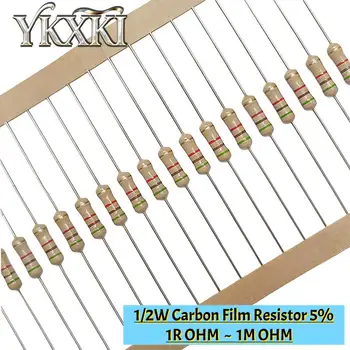 1/2W Carbon Film Widerstand 5% 1R ~ 1M 100R 220R 1K 1,5K 2,2K 4,7K 10K 22K 47K 100K 100 220 1K5 (100 Stück)