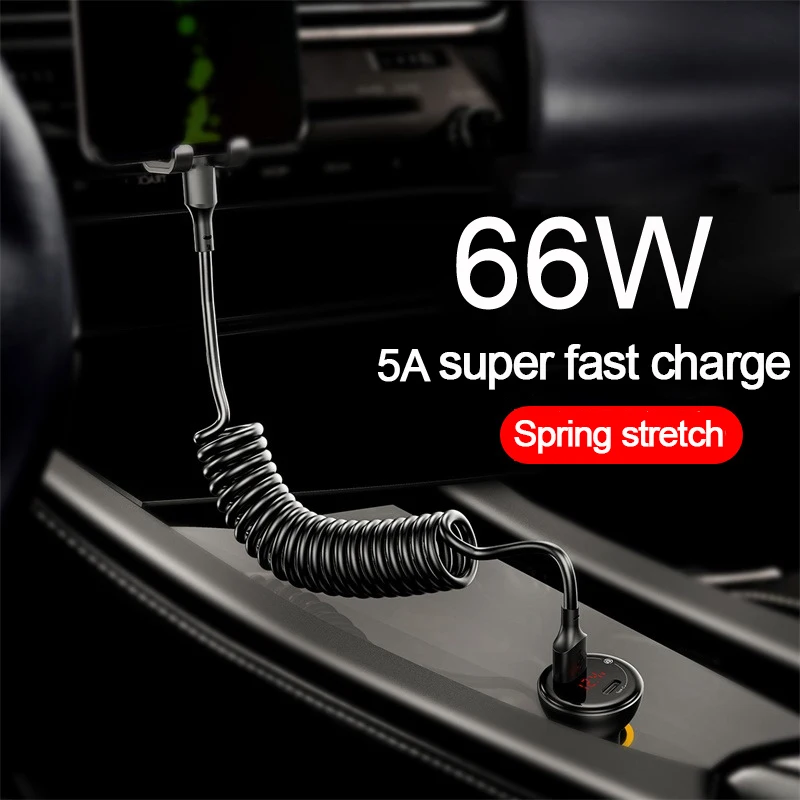 3-in-1 Ladekabel einziehbar fürs Auto: USB-C und Lightning – Bild 3