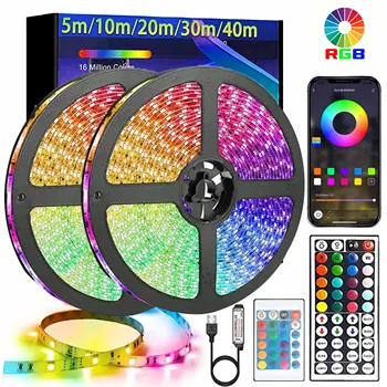 LED 5050 Lichtstreifen 5M 10M 20M 40M RGB TV-Hintergrundbeleuchtung Bluetooth-Steuerung USB Spielzimmer