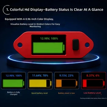 Batteriemonitor für Schalttafelmontage, programmierbares 4-55-V-Kapazitätsmessgerät mit Farbdisplay