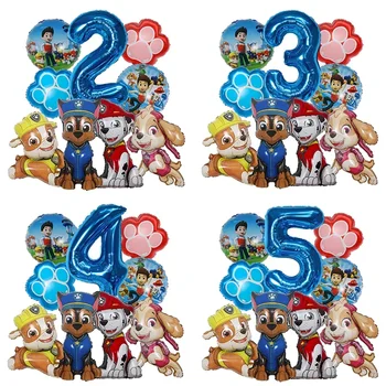 Cartoon Paw Patrol Folienballon-Set mit Zahlen, Rettungshunde-Partydekoration, Babygeschenk Chase (9 Stück)
