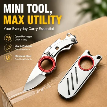 Mini tragbares Edelstahl-Outdoor-EDC-Werkzeug als Schlüsselanhänger ist das perfekte Werkzeug zum Öffnen