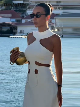 Elegantes Neckholder-Kleid für Damen Ärmellos mit Ausschnitten Hüftbetontes Minikleid Frühling Sommer 2026