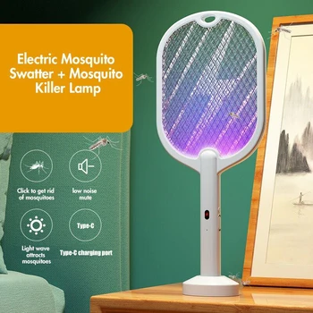 3-in-1 elektrische Mückenklatsche, Mückenvernichter, Lampenvernichter, Insektenvernichter, 3000 V Typ C