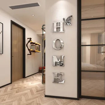 HOME Home Logo 3D-Spiegel-Wandaufkleber, Eingangsdekoration, Heimdekoration