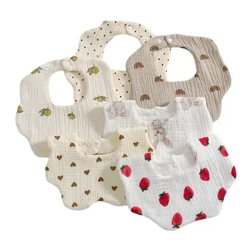 Baby-Lätzchen, 6-lagig, Gaze, Musselin, Baby- und Kinder-Bandana, Fütterung, Spucktuch, weich