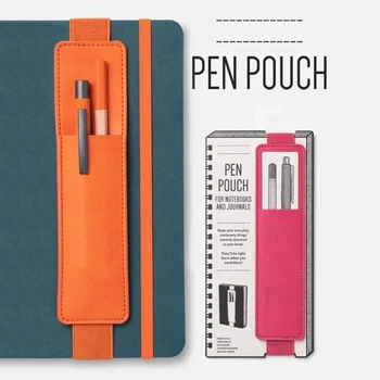 Pu-Leder-Stifttasche, elastische Schnalle, Buch-Notizbuch, modische Schule, Stiftetui für Büro, Besprechung