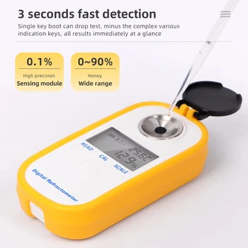 Digitales Zuckerrefraktometer Honigrefraktometer Zuckergehalt-Tester 0-90% 0-50% Brix Kaffee