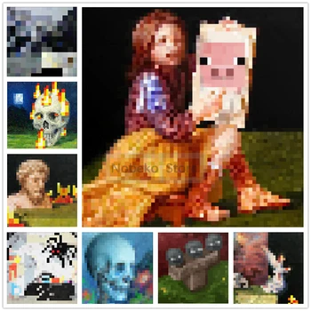 Klassisches Block-Pixel-Spiel MC, hängende Gemälde, Poster, Gemälde im Spiel, Drucke, Leinwand, Wandkunst