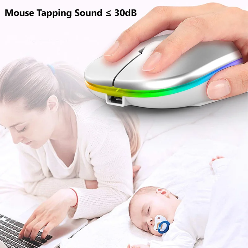 Drahtlose Maus Für Laptop PC Bluetooth RGB Wiederaufladbare – Bild 5