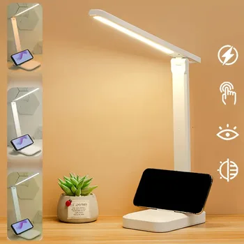 Faltbare Tischlampe, LED-Schreibtischlampe, Typ 3, stufenlos dimmbar, Touch-Nachttisch, Lesen, Augenschutz