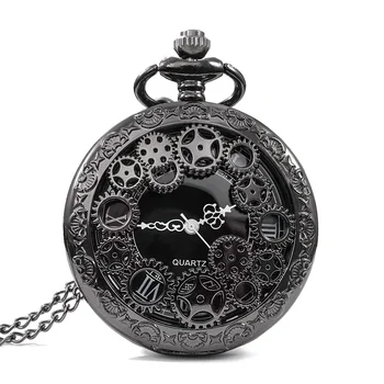Vintage Taschenuhr Retro Analog Quarz Taschenuhr mit Kette Herren Kollektion Geschenk